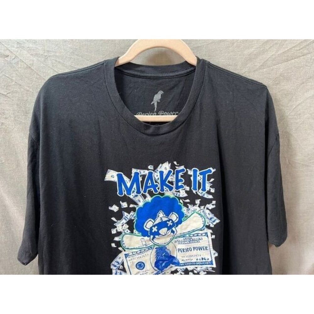 Make It Rain Shirt Perico Power Adult 2XL Black Short Sleeve Pullover‎ Tee Mens - Picture 2 of 9